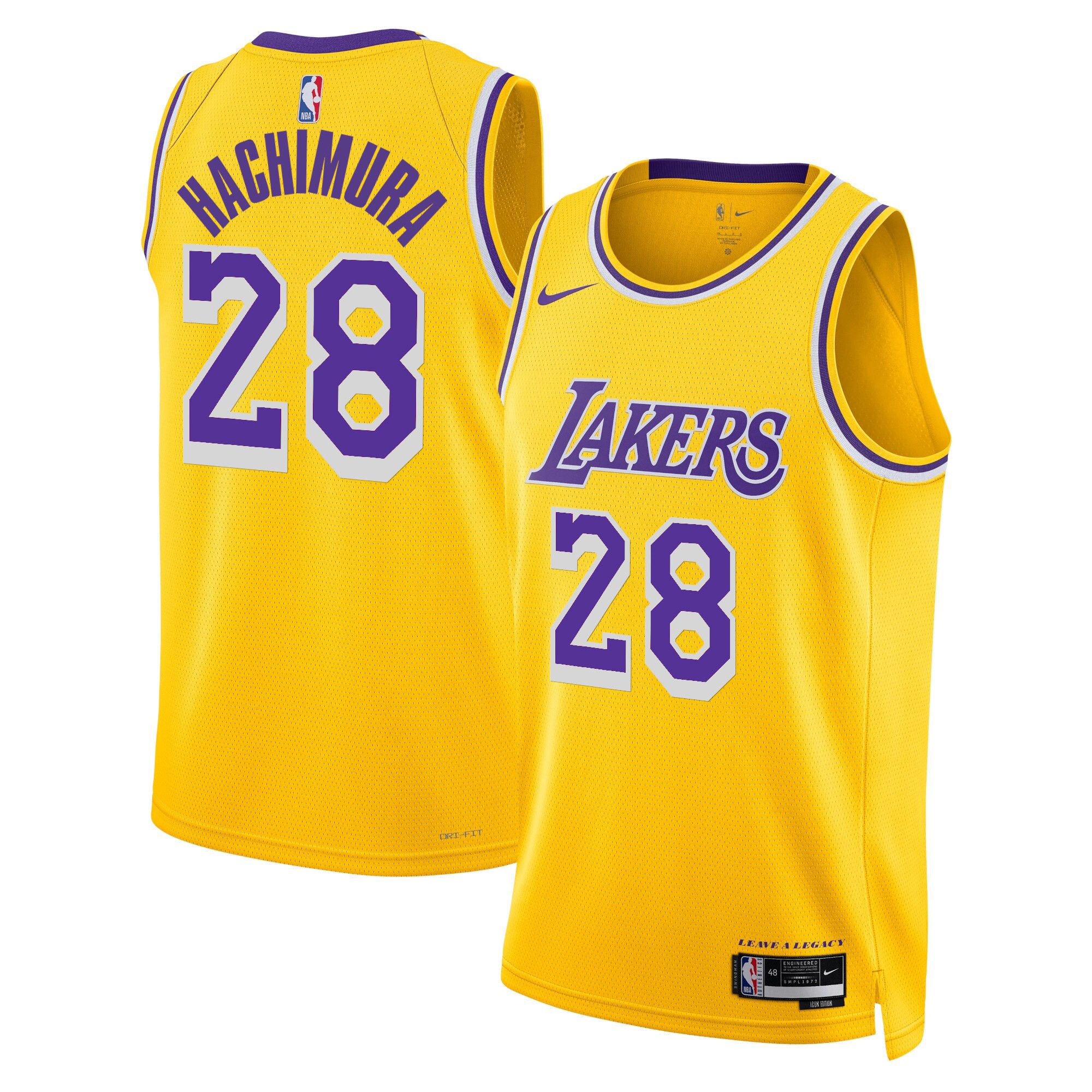 Men Los Angeles Lakers #28 Hachimura Yellow 2025 Nike Swingman NBA Jersey